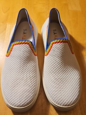 Rothy's White Rainbow Slip-on Loafers
